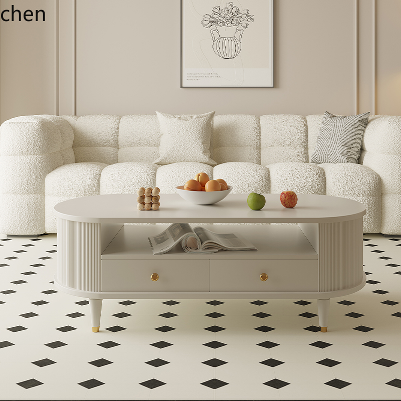 Coffee Tea Unit - HXL Cream Wind Minimalist Coffee Table