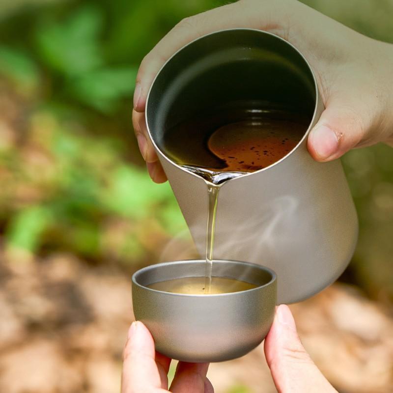 Coffee Tea Sugar Set - D2 Pure Titanium Double-layer Small Tea
