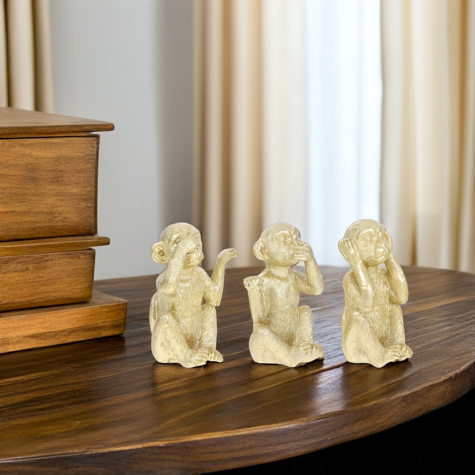 Coffee Tea Library - 3Pcs Resin Monkey Statue Set Desktop