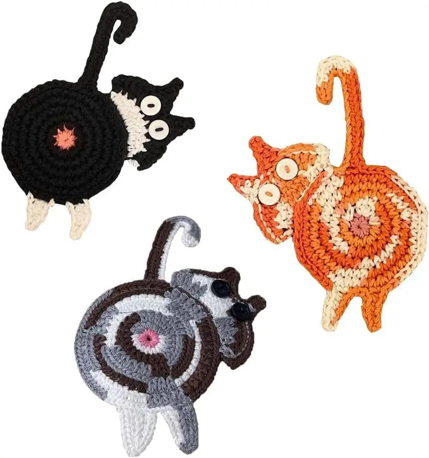 Coffee Tea Gift Set - Cute Cat Coasters Set of 3