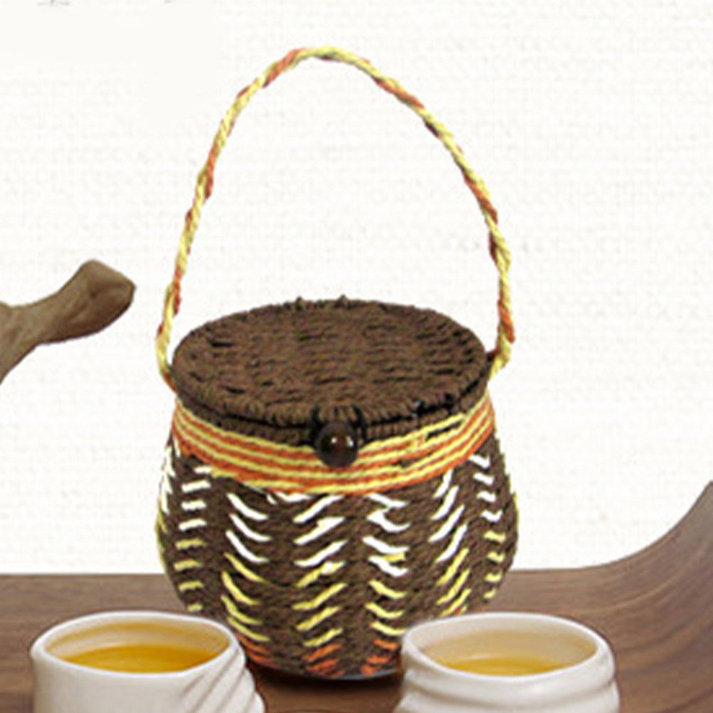 Coffee Bean And Tea Leaf - Handwoven Woven Tea Basket Airtight Lid