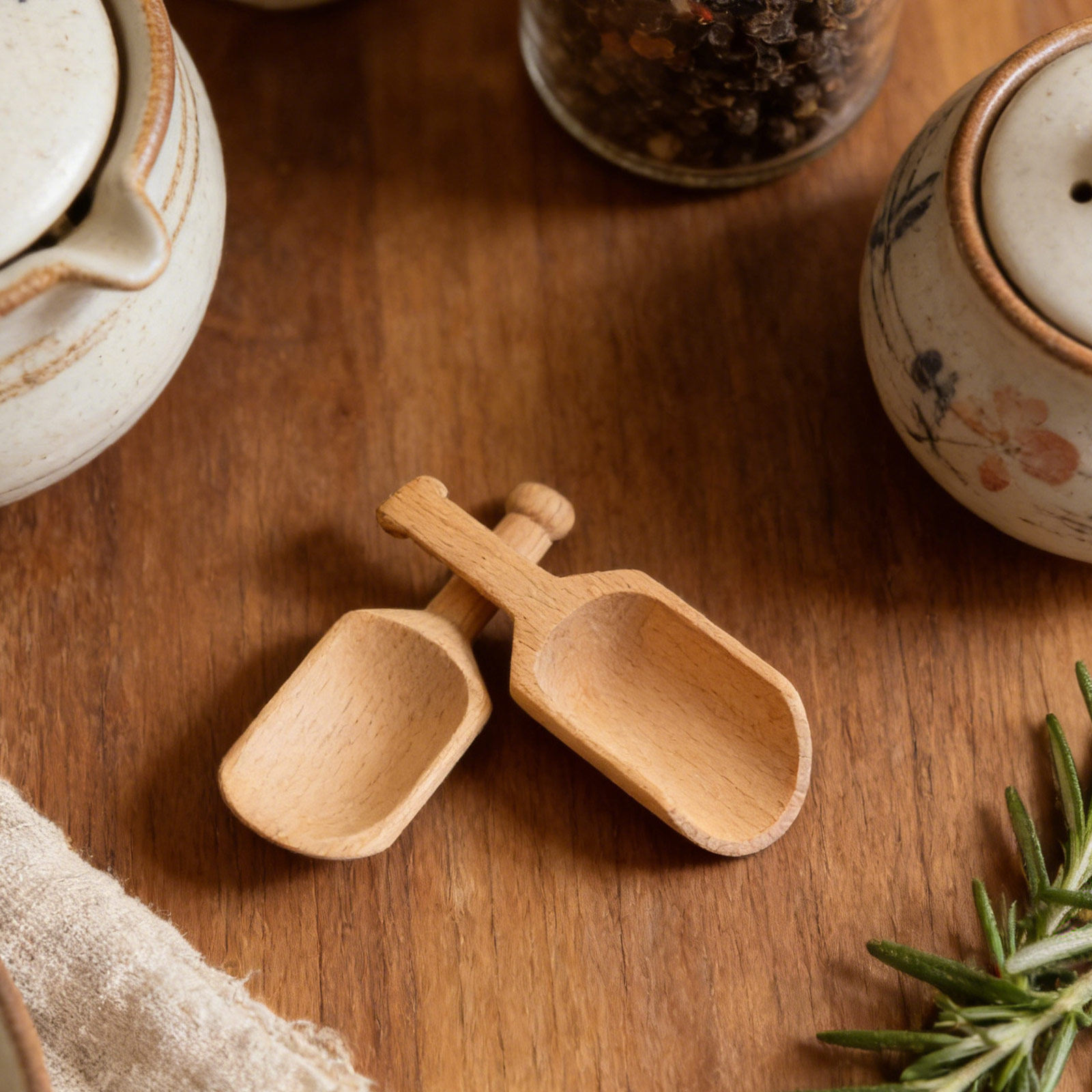 2Pcs Natural Beech Wood Spoons – Coffee Bean And Tea Leaf Bewertung und Preis