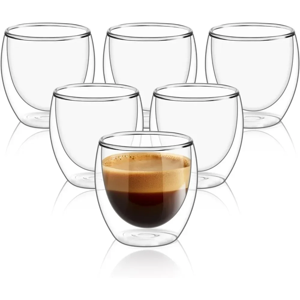 6 pcs Clear Double Wall Glass  – Coffee Tea Sugar Set Bewertung und Preis
