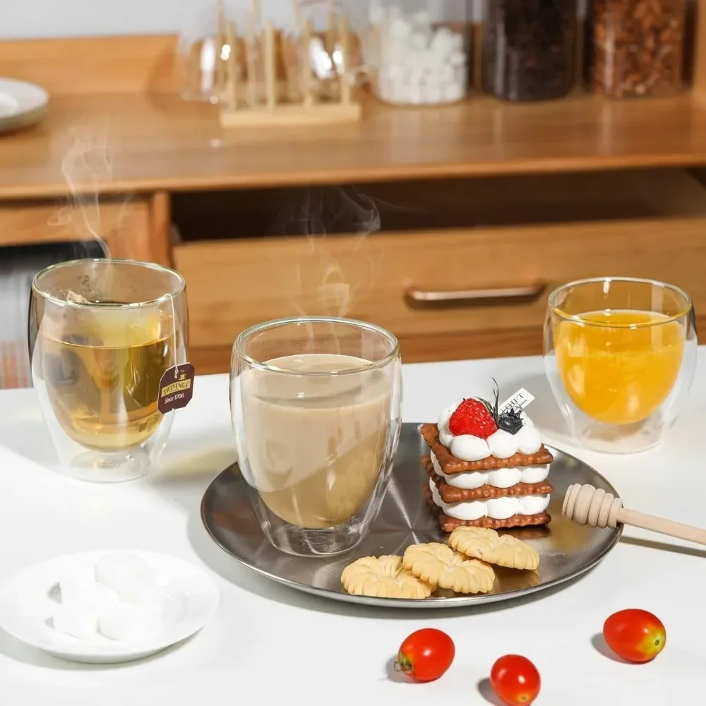 6 pcs Clear Double Wall Glass  – Coffee Tea Sugar Set Bewertung und Preis