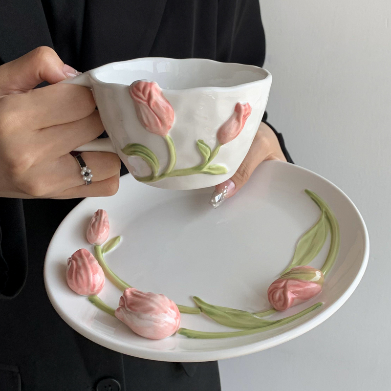 Tulip Ceramic Mug Embossed Flo – Coffee Tea Flask Bewertung und Preis