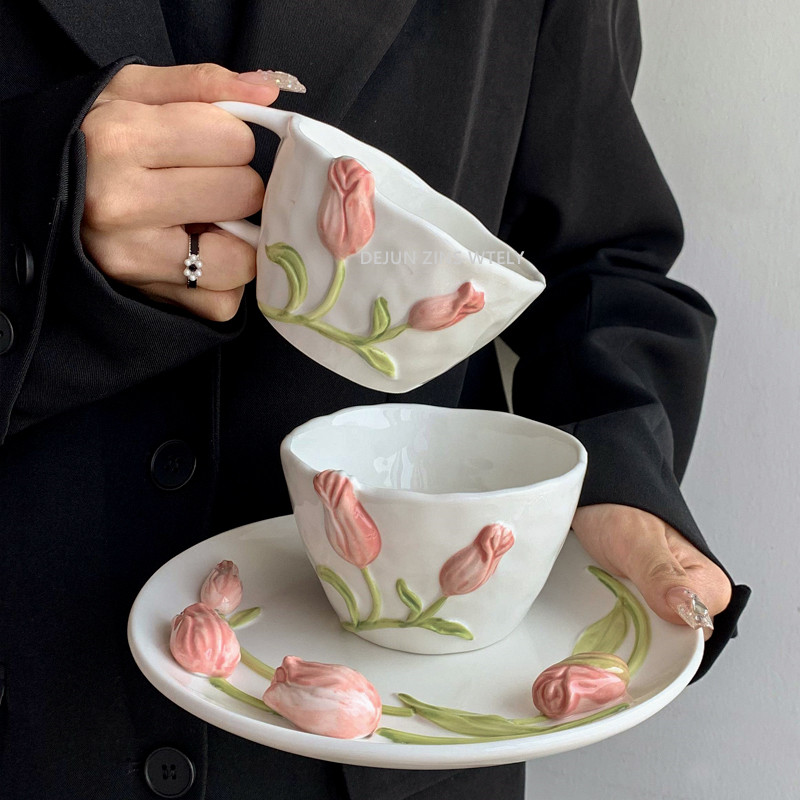 Tulip Ceramic Mug Embossed Flo – Coffee Tea Flask Bewertung und Preis