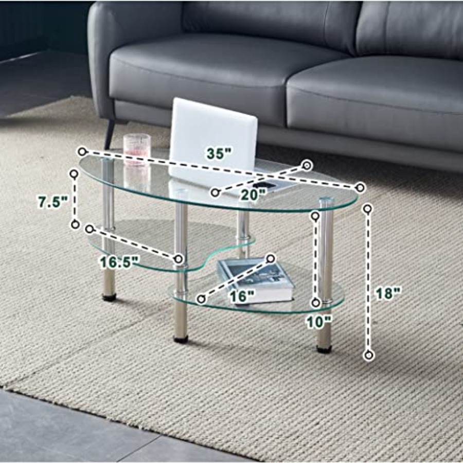 Oval-Shaped Glass Tea Table fo – Coffee Tea Room Bewertung und Preis