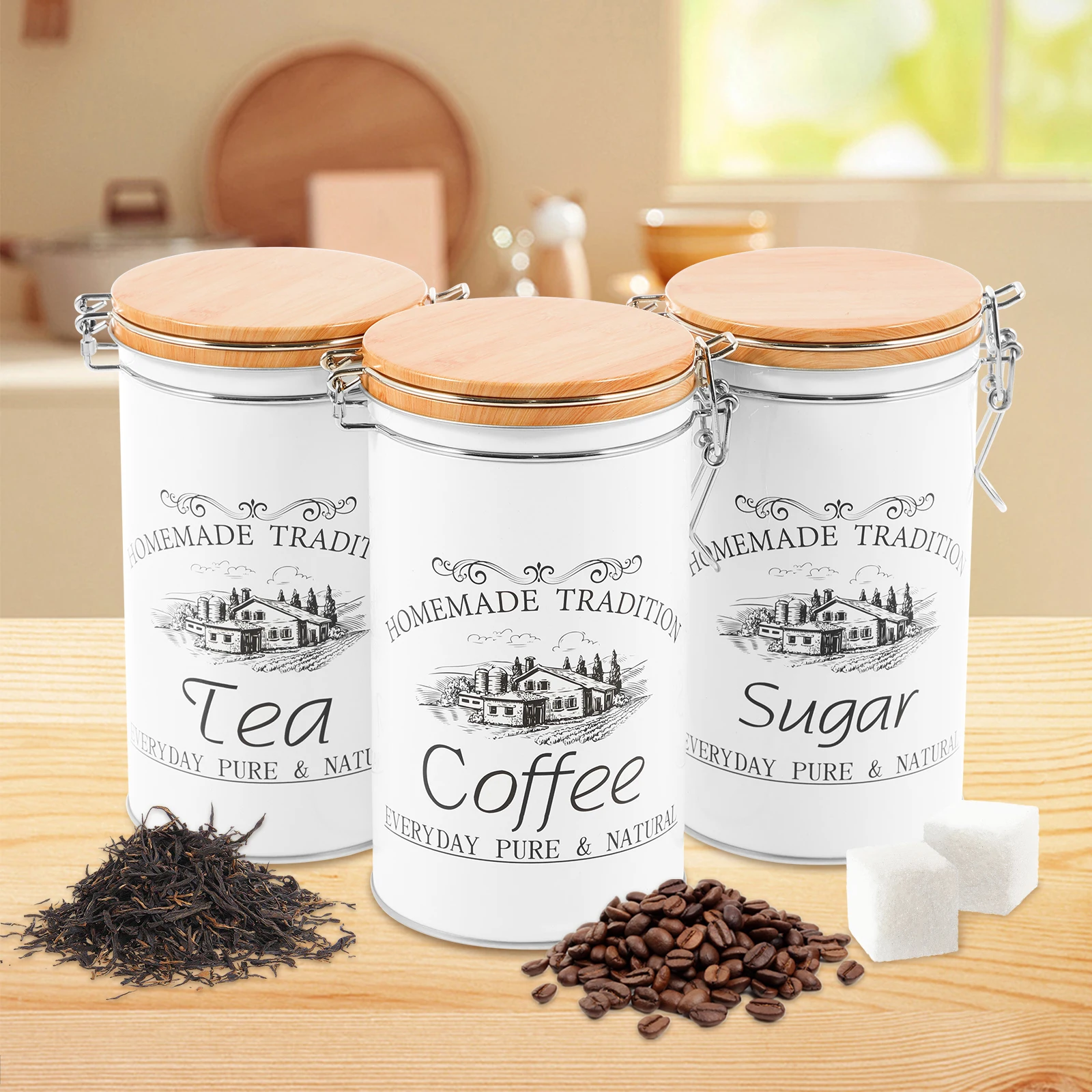 3Pcs/Set Tea Coffee Sugar Cani – Coffee Tea Canister Set Bewertung und Preis