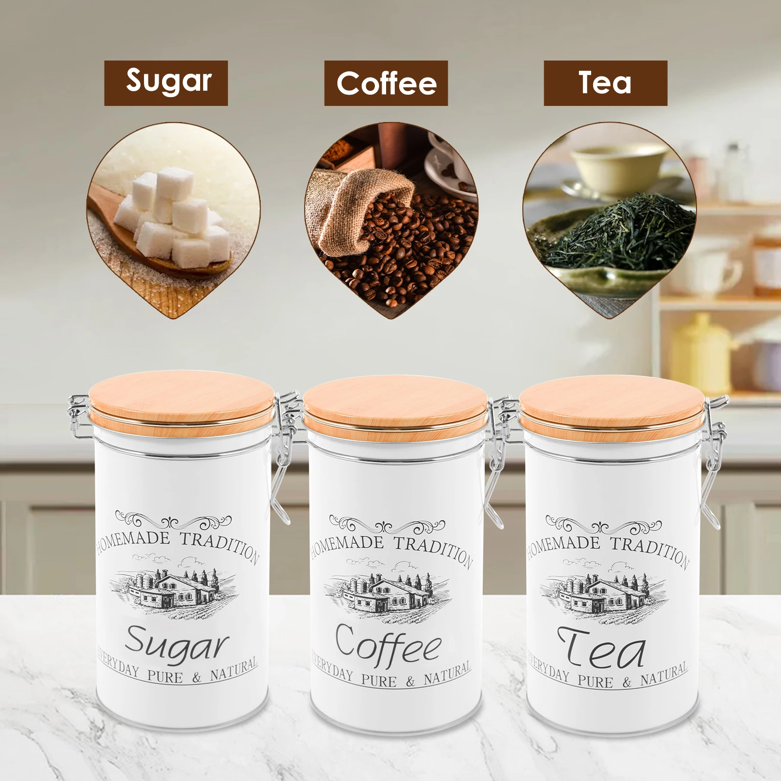 3Pcs/Set Tea Coffee Sugar Cani – Coffee Tea Canister Set Bewertung und Preis