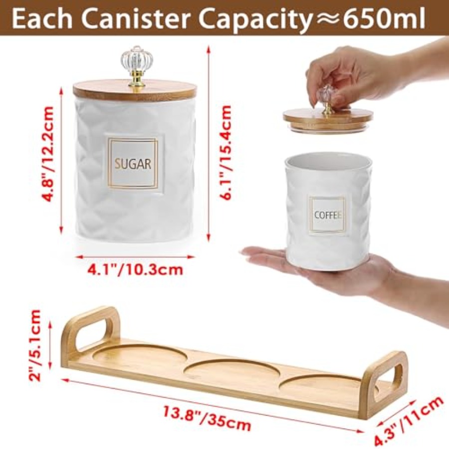 Set of 3 Ceramic Canisters Set – Coffee Tea Canister Set Bewertung und Preis