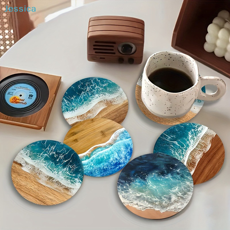 ♥Ocean Wave & Wood Grain Coast – Coffee Tea Sugar Set Bewertung und Preis