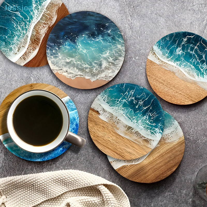 ♥Ocean Wave & Wood Grain Coast – Coffee Tea Sugar Set Bewertung und Preis