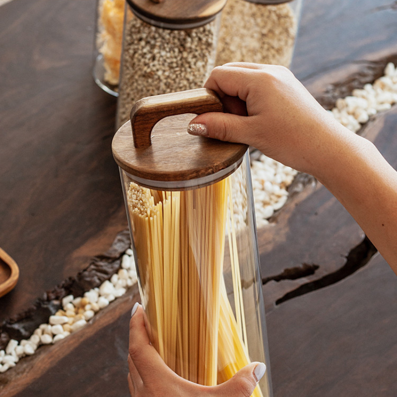 Clear Glass Jar with Bamboo Li – Coffee Tea Canister Set Bewertung und Preis