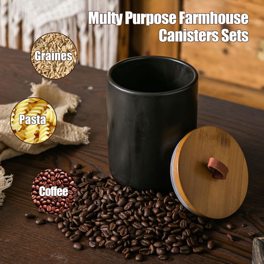 Black Ceramic Canister Set wit – Coffee Tea Sugar Set Bewertung und Preis